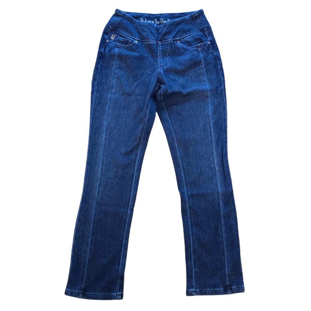 Belle Kim Gravel Flexibelle Bootcut Jeans Dark Stretch Denim Size 4P New Petite